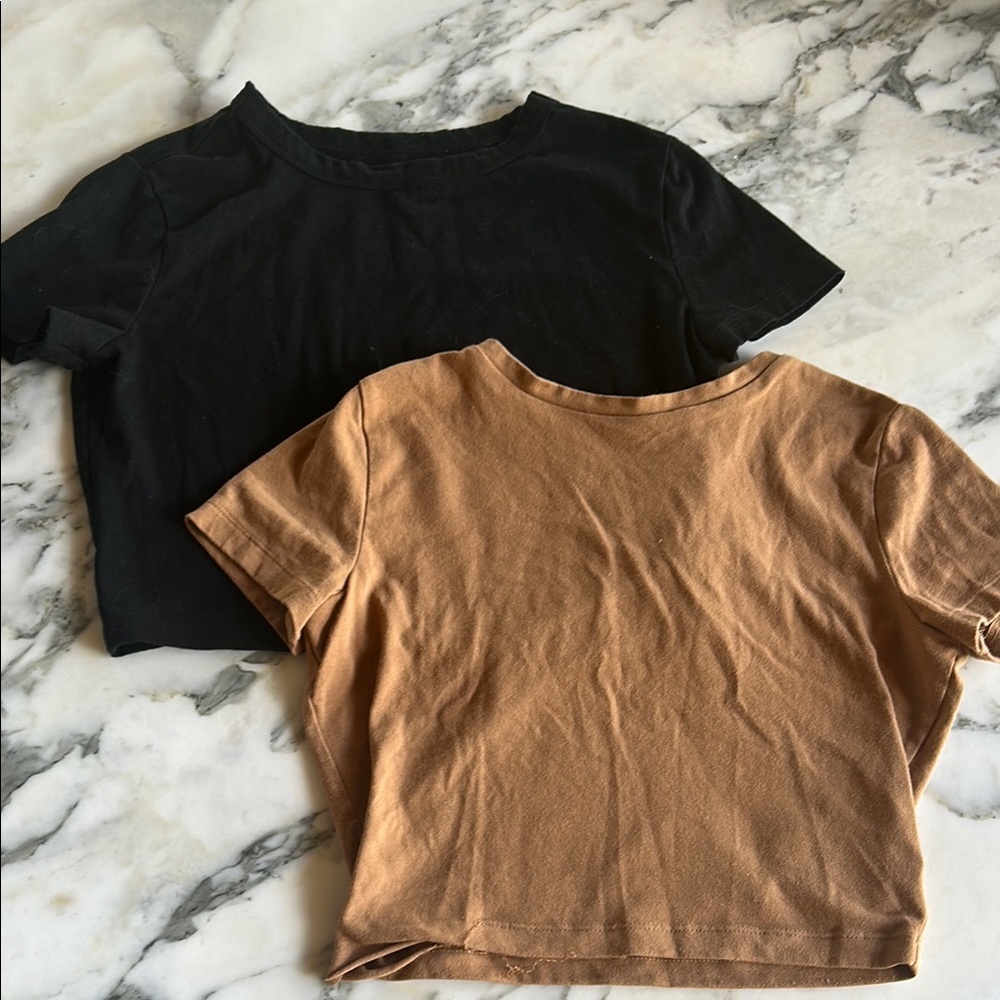Kids wild fable Black and Brown fitted cropped T-Shirts